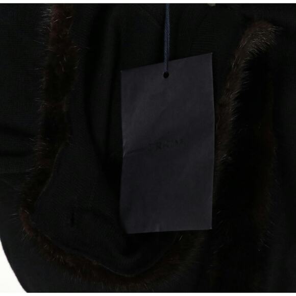 Prada 2013 Black Virgin Wool & Mohair Cardigan with Mink Fur Trim – Size IT 46 - Picture 6 of 11
